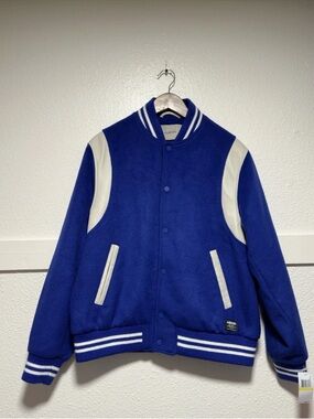 Hudson Varsity Jacket Men’s Sz M Medium Royal Blue Pockets Wool HM-110F4